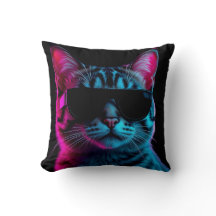 Throw pillow neon cat