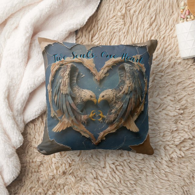 Throw Pillow Paper Cut Eagle Two Souls One Heart Kissen (Decke)