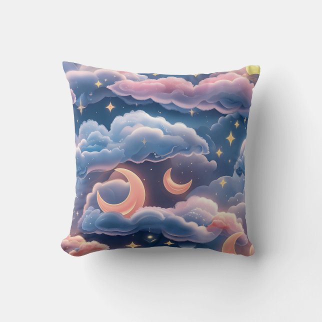 Throw Pillow - Pastel Coral Sky Blue Celestial Kissen (Vorderseite)