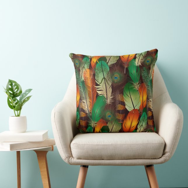 Throw Pillow Peacock Feathers Kissen (Stuhl )