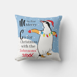Throw Pillow Penguin Christmas Kissen