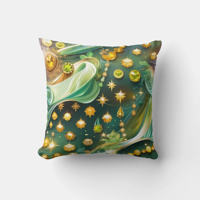 Throw Pillow - Peridot Citrine Celestial Moon Kissen (Vorderseite)