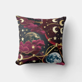 Throw Pillow – Red Celestial Moon Design Kissen