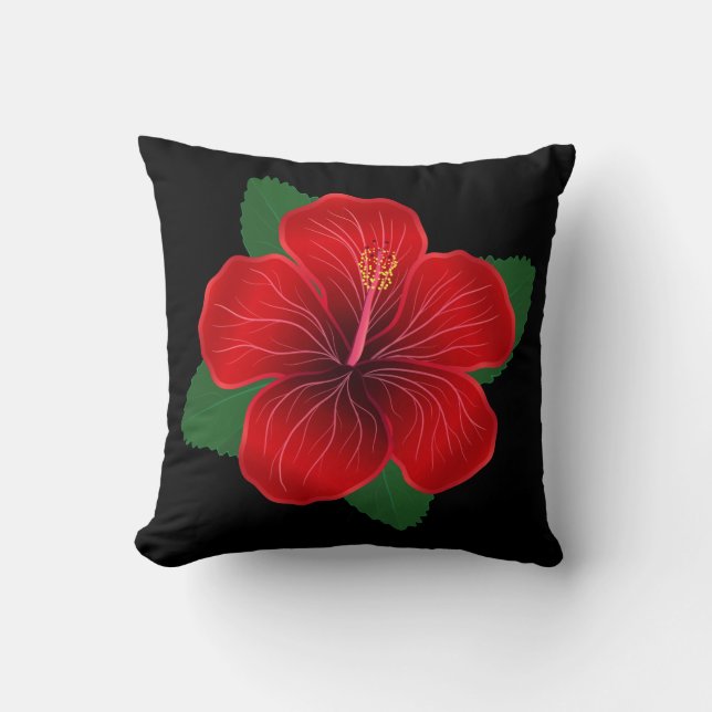 Throw Pillow-Red-Hibiskus Kissen (Vorderseite)