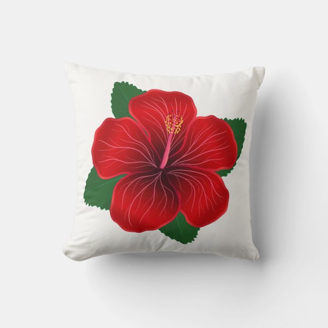 Throw Pillow-Red-Hibiskus Kissen (Vorderseite)
