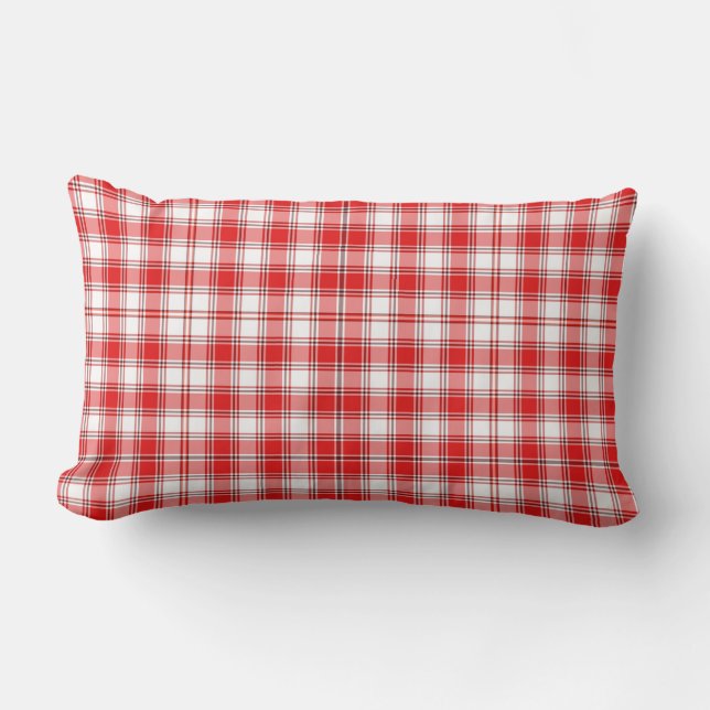 Throw Pillow-Red Kariert Lendenkissen (Vorderseite)