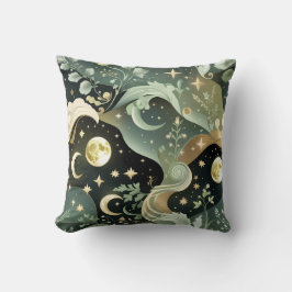 Throw Pillow – Sage Green Celestial Moon Kissen