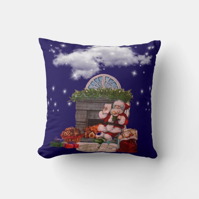 Throw Pillow Santa Claus Christmas tree  Kissen (Vorderseite)