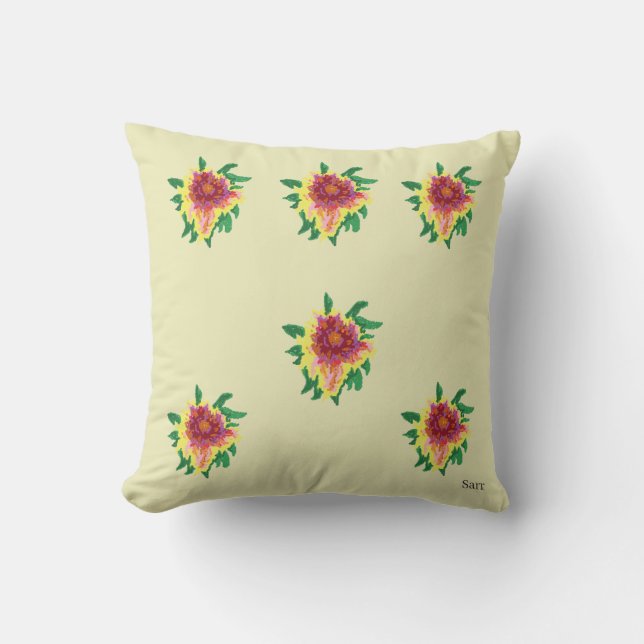 Throw Pillow : September Perenniel Blume Kissen (Vorderseite)