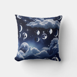 Throw Pillow – Silver Celestial Moon Design Kissen