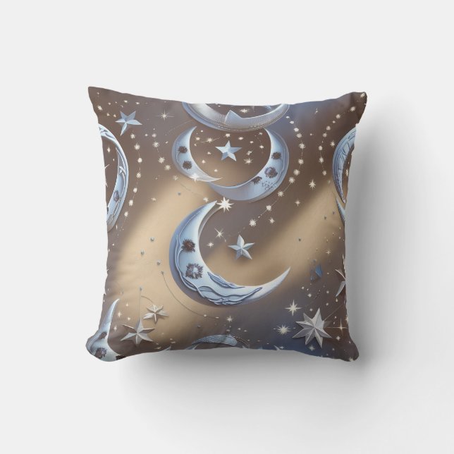 Throw Pillow - Soft Beige Silvery Blue Celestial  Kissen (Vorderseite)