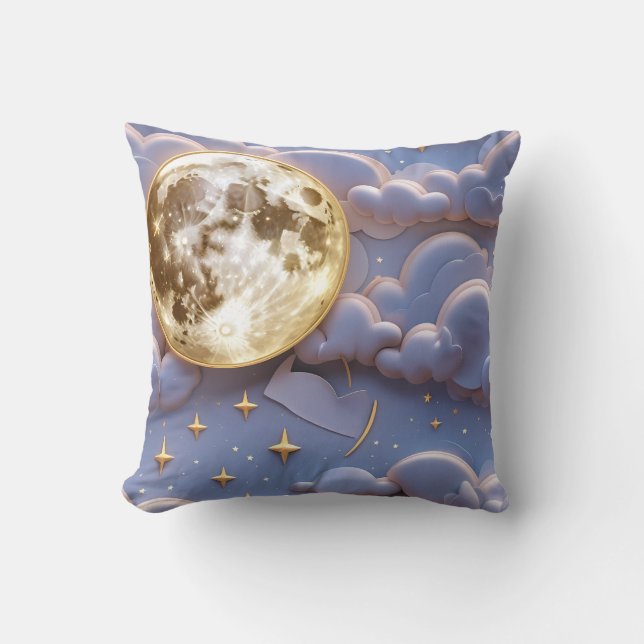 Throw Pillow - Soft Gold Pale Blue Lavender Kissen (Vorderseite)