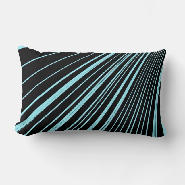 Throw Pillow Stripe Aqua Blue Black Lendenkissen (Vorderseite)