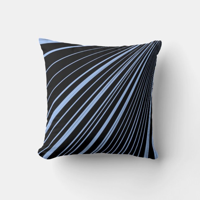 Throw Pillow Stripe Blue Black Kissen (Vorderseite)