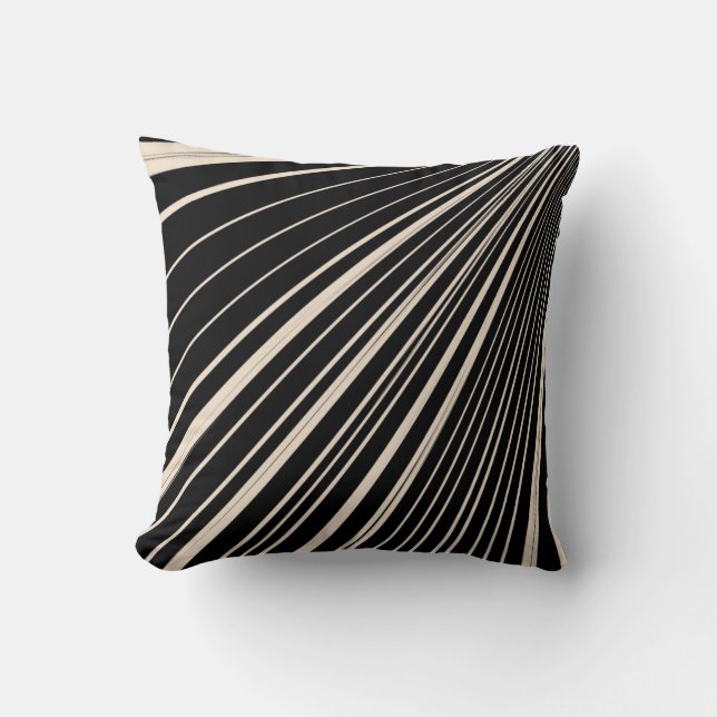 Throw Pillow Stripe Sepia Black Kissen (Vorderseite)