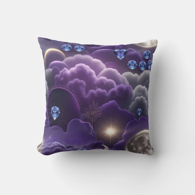 Throw Pillow - Tanzanite Diamond Celestial Moon Kissen (Vorderseite)