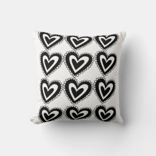 Throw Pillow Valentine's Day Black Heart Kissen