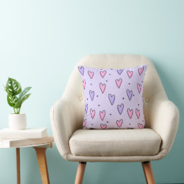 Throw Pillow Valentine's Day Pink Purple Hearts Kissen