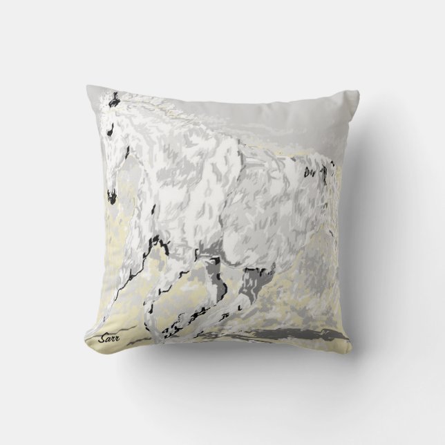 Throw Pillow Wild White Stallion Kissen (Vorderseite)