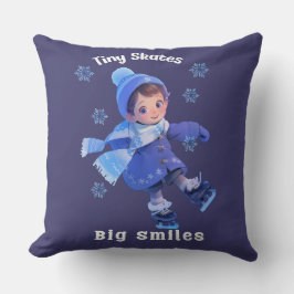 Throw Pillow with Cute Little Cartoon Skating Girl Kissen
