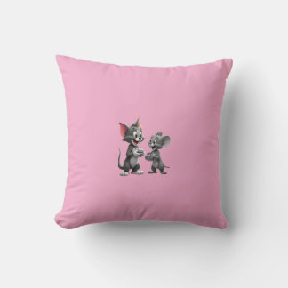 Throw PillowCute Cartoon Cat and Mouse Friends Aes Kissen