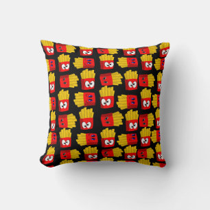 Throw Pillows French Fries Black Red Kissen