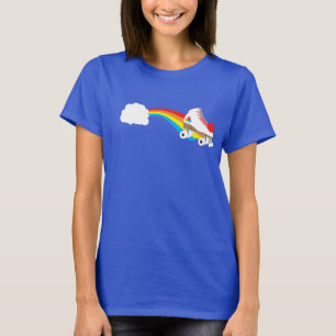 Throwback-Rollen-Skate auf Regenbogen T-Shirt