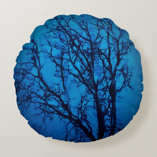 Thru The Glass, schmiedeen Tree Abstrakte Kunst Rundes Kissen (Vorderseite)