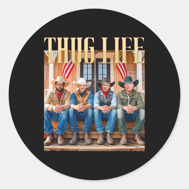 Thug Life Trump Vance Kennedy Elon 1 Runder Aufkleber (Vorderseite)