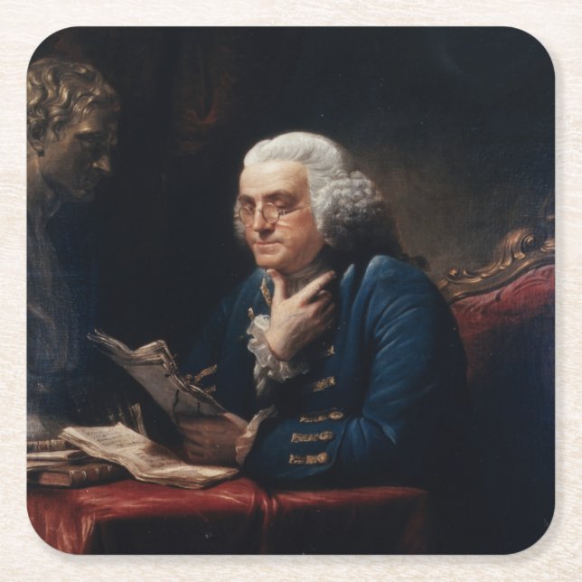 Thumb Portrait, Benjamin Franklin Gründungsvater Rechteckiger Pappuntersetzer (Vorderseite)