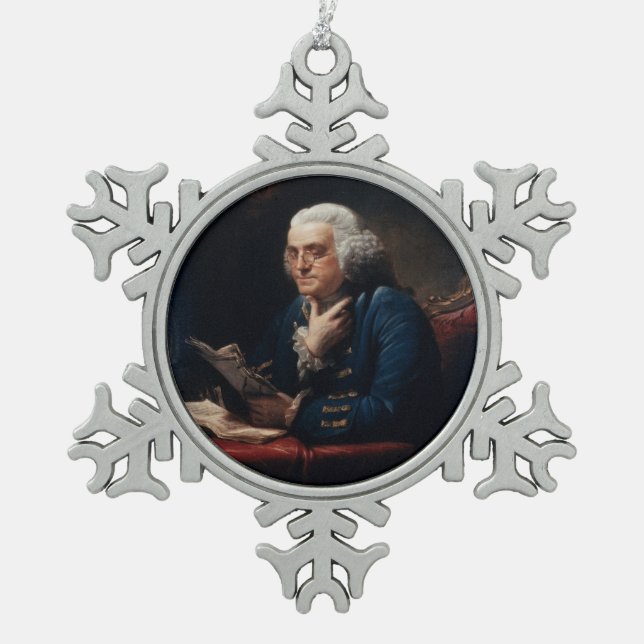 Thumb Portrait, Benjamin Franklin Gründungsvater Schneeflocken Zinn-Ornament (Vorderseite)