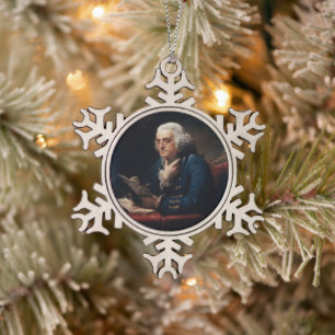 Thumb Portrait, Benjamin Franklin Gründungsvater Schneeflocken Zinn-Ornament