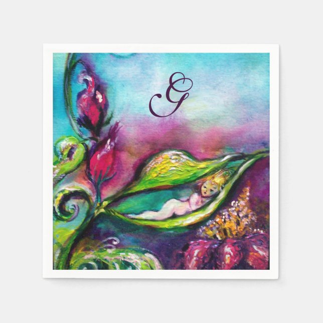 THUMBELINA BABY SHOWER MONOGRAM SERVIETTE (Vorderseite)