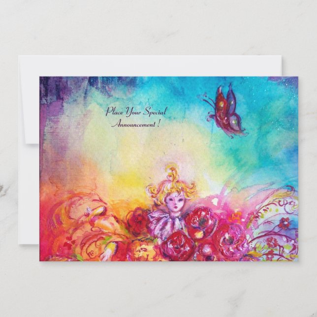 THUMBELINA, BLUME BASKET UND SCHALTFLÄCHE EINLADUNG (Vorderseite)