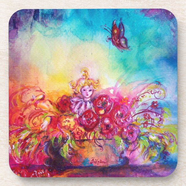 THUMBELINA,BLUME BASKET UND SCHALTFLÄCHE GETRÄNKEUNTERSETZER (Vorderseite)