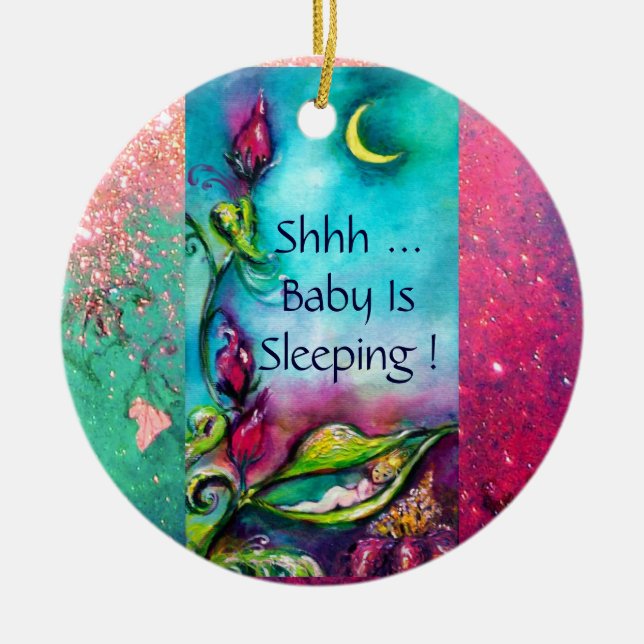 THUMBELINA,BLUME BASKET UND SCHALTFLÄCHE KERAMIK ORNAMENT (Vorne)