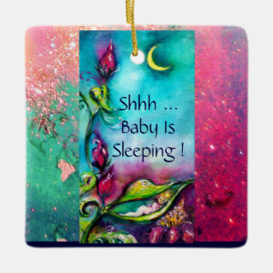 THUMBELINA,BLUME BASKET UND SCHALTFLÄCHE KERAMIKORNAMENT