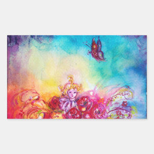 THUMBELINA,BLUME BASKET UND SCHALTFLÄCHE RECHTECKIGER AUFKLEBER