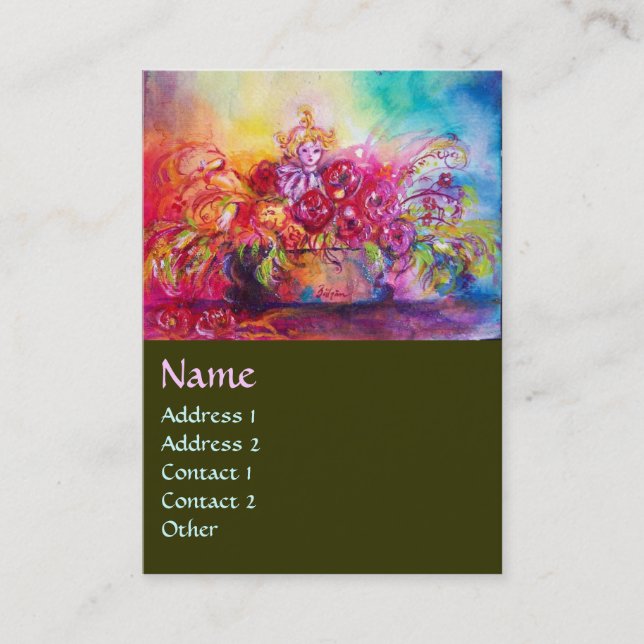 THUMBELINA, BLUME BASKET UND SCHALTFLÄCHE VISITENKARTE (Vorderseite)