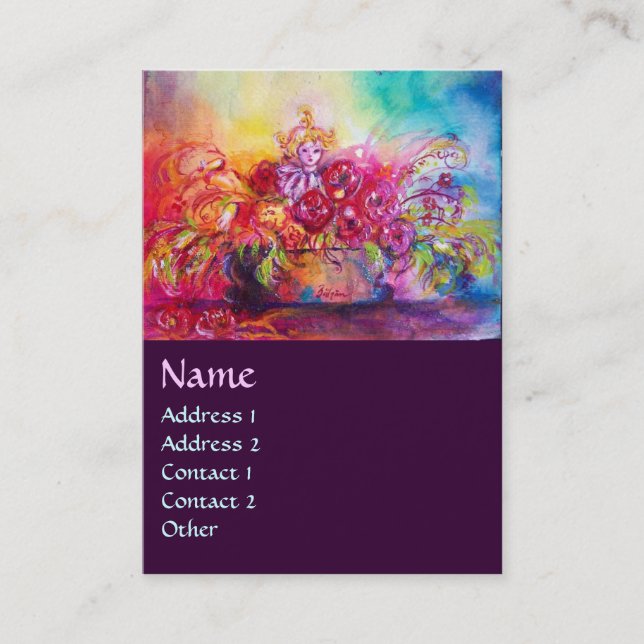 THUMBELINA, BLUME BASKET UND SCHALTFLÄCHE VISITENKARTE (Vorderseite)