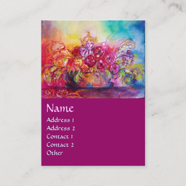 THUMBELINA, BLUME BASKET UND SCHALTFLÄCHE VISITENKARTE (Vorderseite)