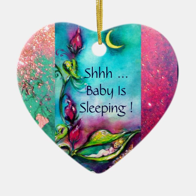 THUMBELINA PINK RUBY HERZMONOGRAM TÜR-HANGER KERAMIKORNAMENT (Vorne)