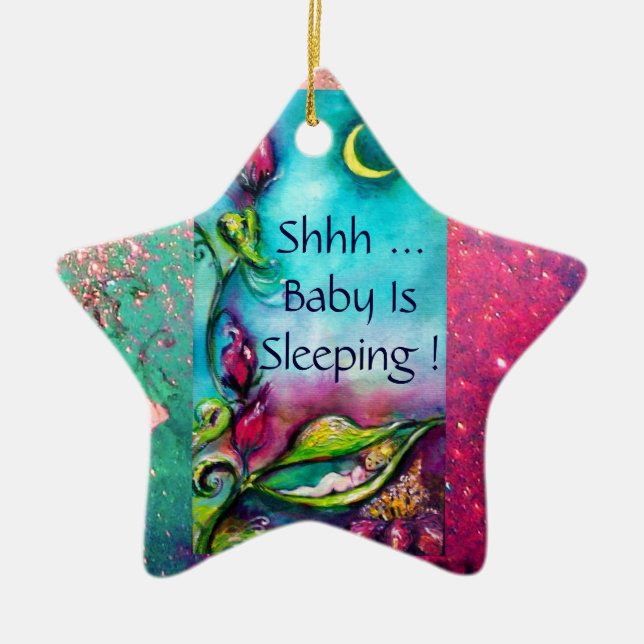 THUMBELINA PINK RUBY STAR MONOGRAM TÜR HANGER KERAMIKORNAMENT (Vorne)