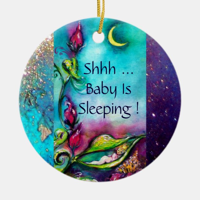 THUMBELINA SAPPHIRE HERZMONOGRAMM TÜR-HANGER KERAMIK ORNAMENT (Vorne)