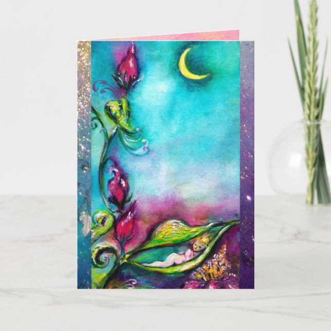 THUMBELINA SCHLAFEN IM MONLIGHT/ROSE BASKET KARTE (Vorderseite)