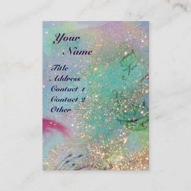 THUMBELINA SCHLAFEN ZWISCHEN BLÄTTER DER ROSE VISITENKARTE (Vorderseite)