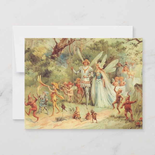 Thumbelina und Prince Wedding, Vintage Mairy Tales Einladung (Vorderseite)