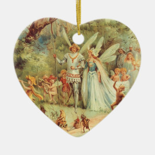Thumbelina und Prince Wedding, Vintage Mairy Tales Keramik Ornament