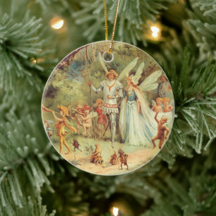 Thumbelina und Prince Wedding, Vintage Mairy Tales Keramik Ornament
