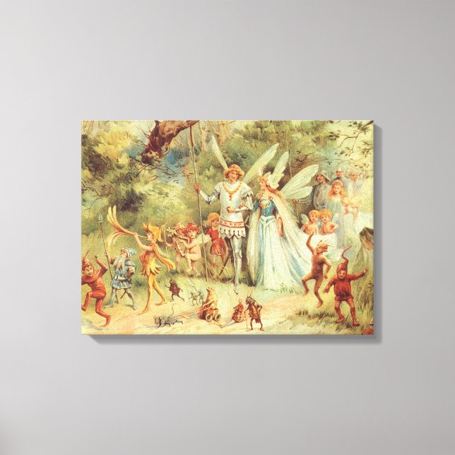 Thumbelina und Prince Wedding, Vintage Mairy Tales Leinwanddruck (Vorderseite)